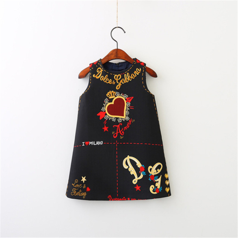 

Baby Girls Dresses Sleeveless Oneck Toddler Dress Lovely Heart Through The Heart Design Embroidery Children Clothes Baby Dress, White