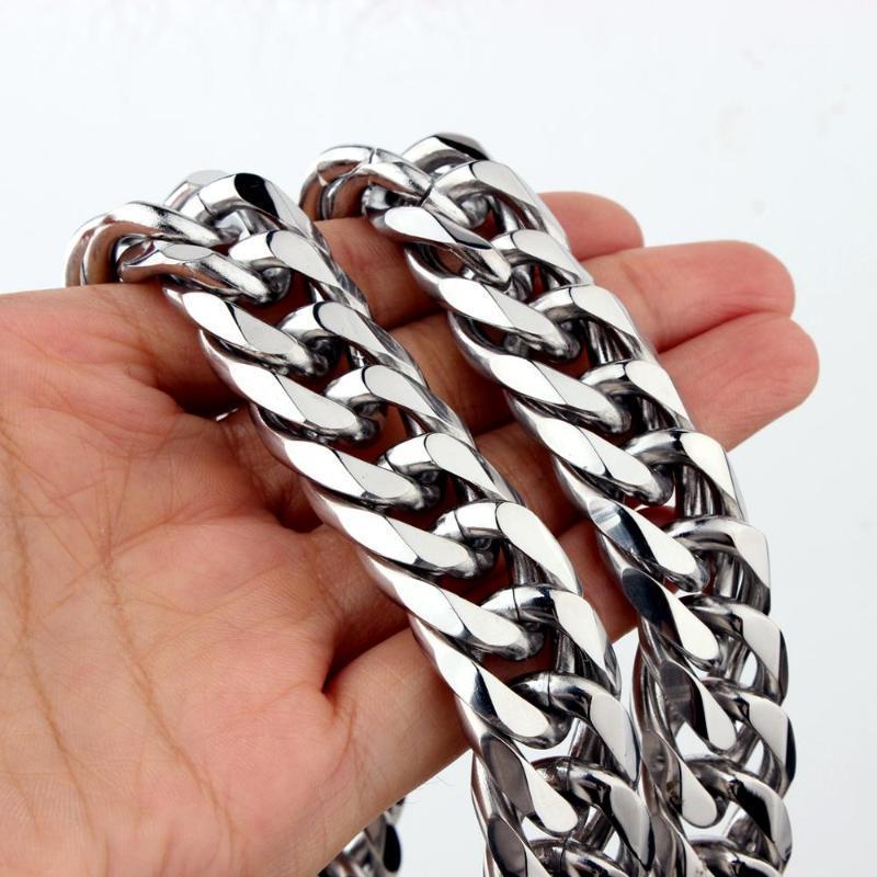 

19mm 316L Stainless Steel Curb Cuban Link Chain For Men Fashion Necklace & Bracelet Jewelry Gift 7-40inch Chains