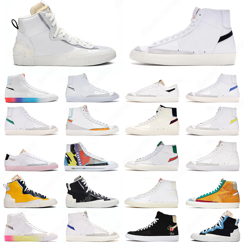 

With socks Blazer Mid 77 Vintage Low Men Women Casual Shoes Optic Yellow Multi Color Pacific Blue Pomegranate Be True Forest Green Mens Trainers, #17