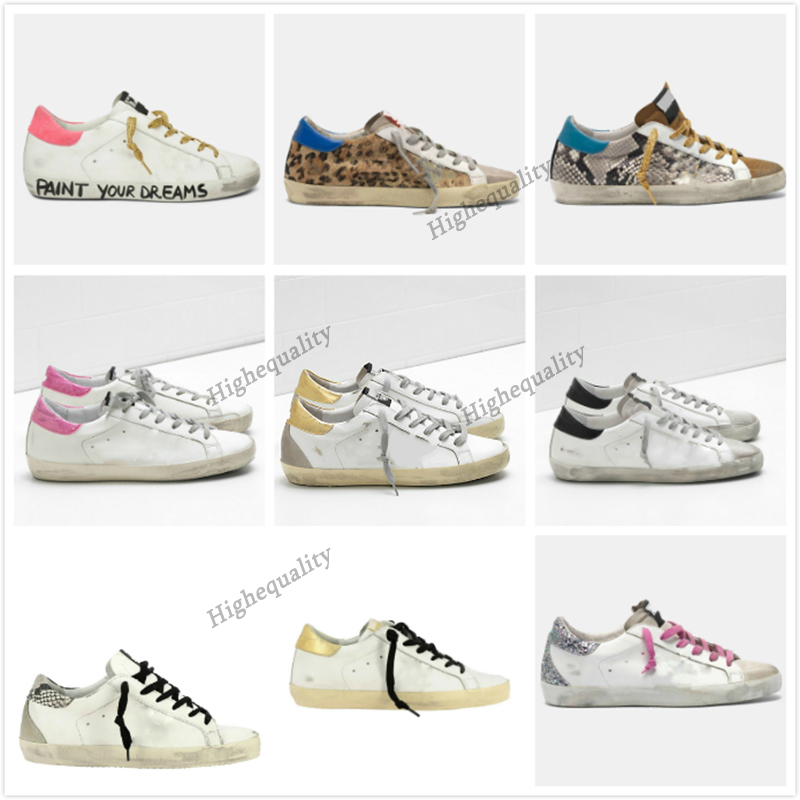

Italy Brand Golden Super Star Sneakers Women Casual Shoes Classic White Do-old Dirty Designer Man Baskets Shoe Shiny details with gold, Star34