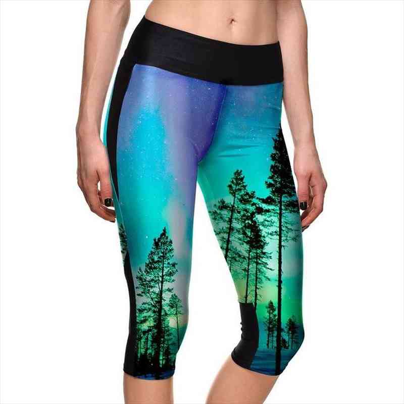

Ygyeeg Women Pants High Quality Capris High Waisted Floral Printing Pants Ladys Fitness Workout Movement Seventh Leggings, Black;white