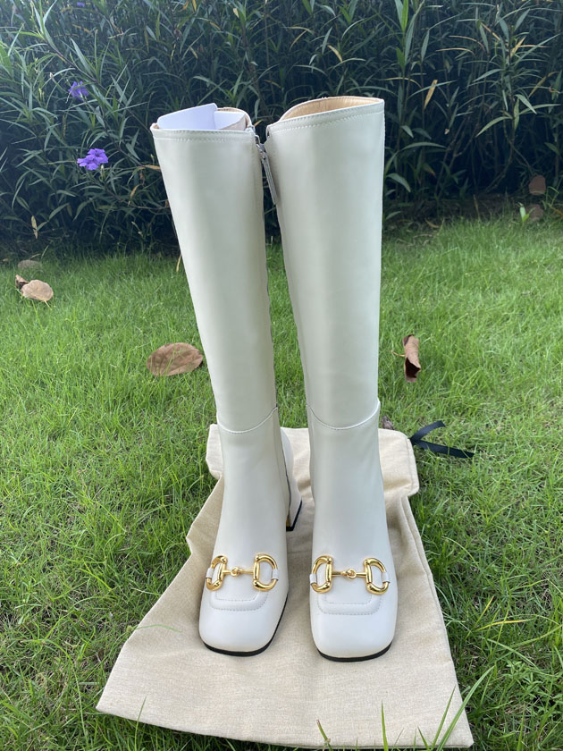 

Top quality women's boots fashion horse clasp real leather black and white zipper high heels autumn boot Martin Knight bootss show party wedding, Heel 7.5cm