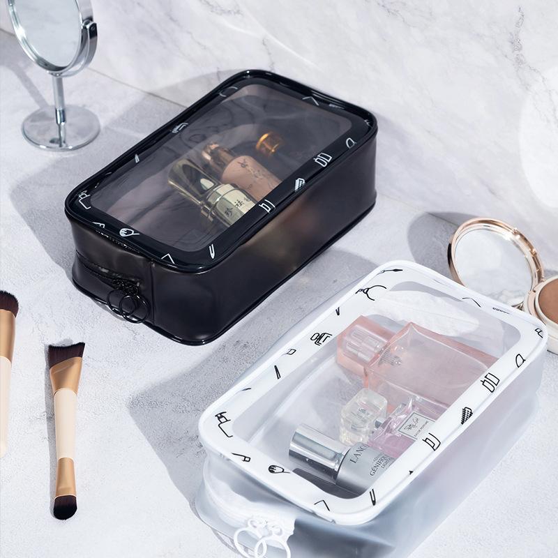 

Cosmetic Bags & Cases Transparent PVC Women's Bag Girl Toiletries Waterproof Makeup Travel Organizer Beauty Storage Pouch, Black