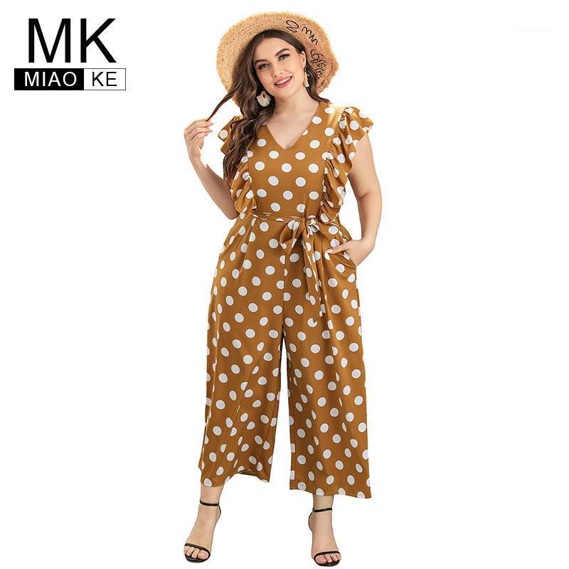 

Summer Womens Plus Size Polka Dot Rompers Wide Leg Pants Women's Jumpsuits &, Orange