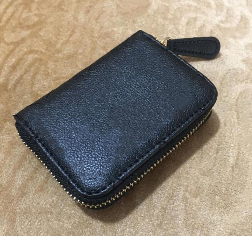 

Elegant Women black Leather coin purses Luxury Designer Zipper Pocket Wallet C Caviar pouch Lady Card holder, Red;black