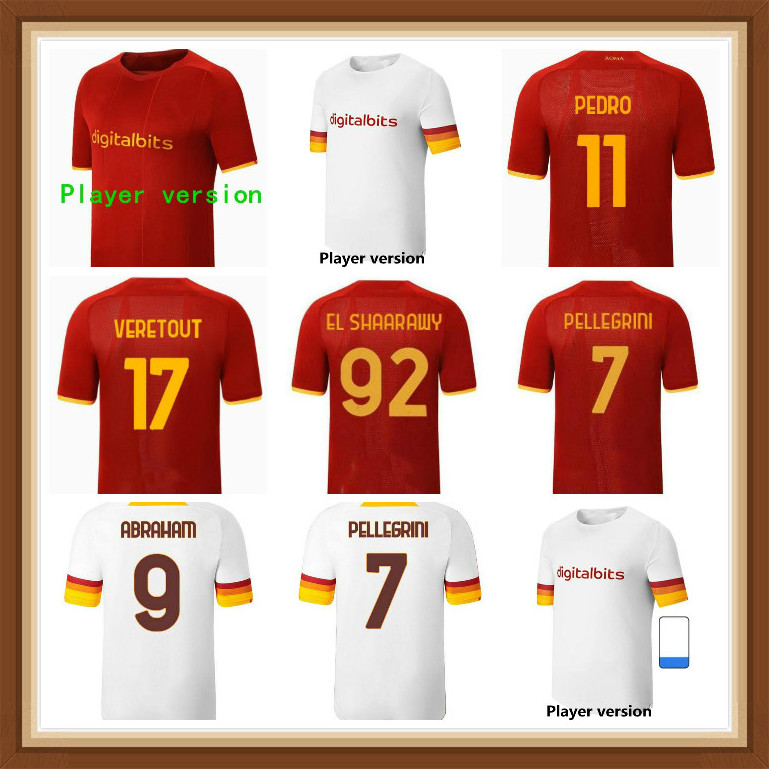 

2022 ROMA Player version Soccer jersey MANCINI VERETOUT B. MAYORAL ZANIOLO DZEKO PASTORE TOTTI KLUIVERT 21 22 football shirt Men camiseta ma, Black;yellow