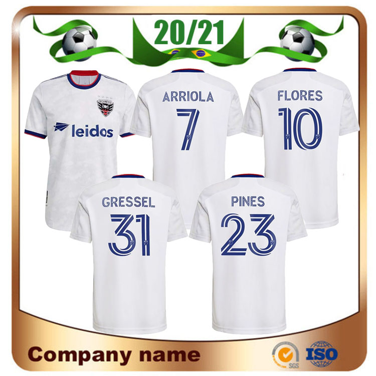 

21/22 D.C. United Soccer Jerseys 2021 MLS #10 FLORES #9 KAMARA #7 ARRIOLA Away White Football Shirt #31 GRESSEL Uniforms