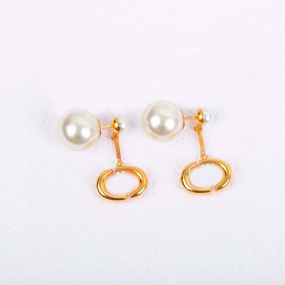 

2021 New arrival Drop earring with white pearl in 18k gold plated for women wedding jewelry gift have box PS3206