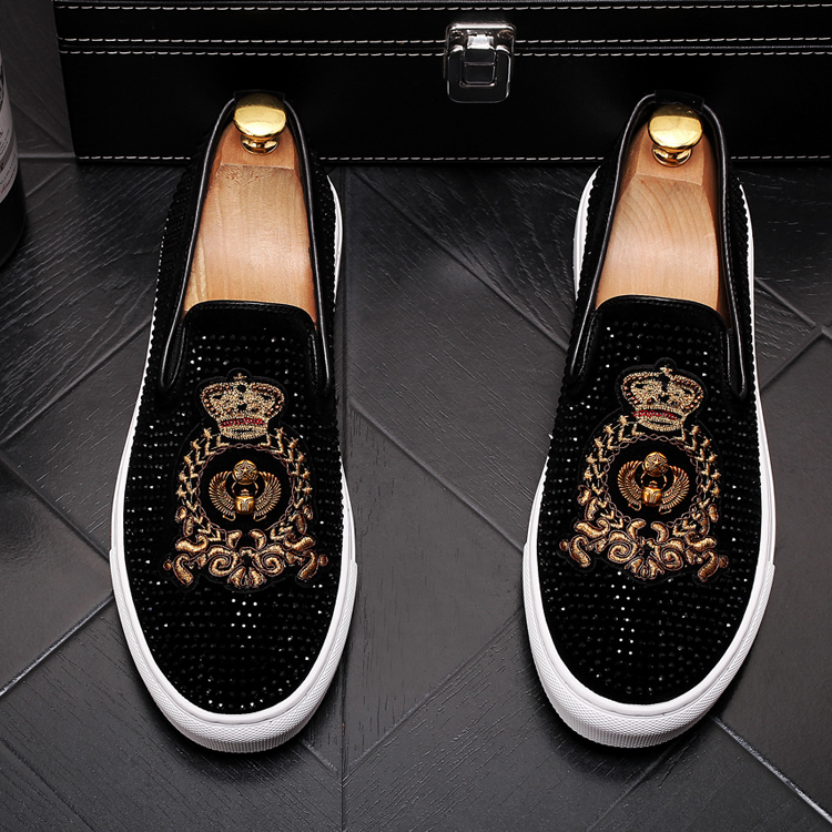 

2021 Trend Special Men's shoes Rhinestone Wheat ears embroidery casual Business Breathable platform Footwear, Standard 1
