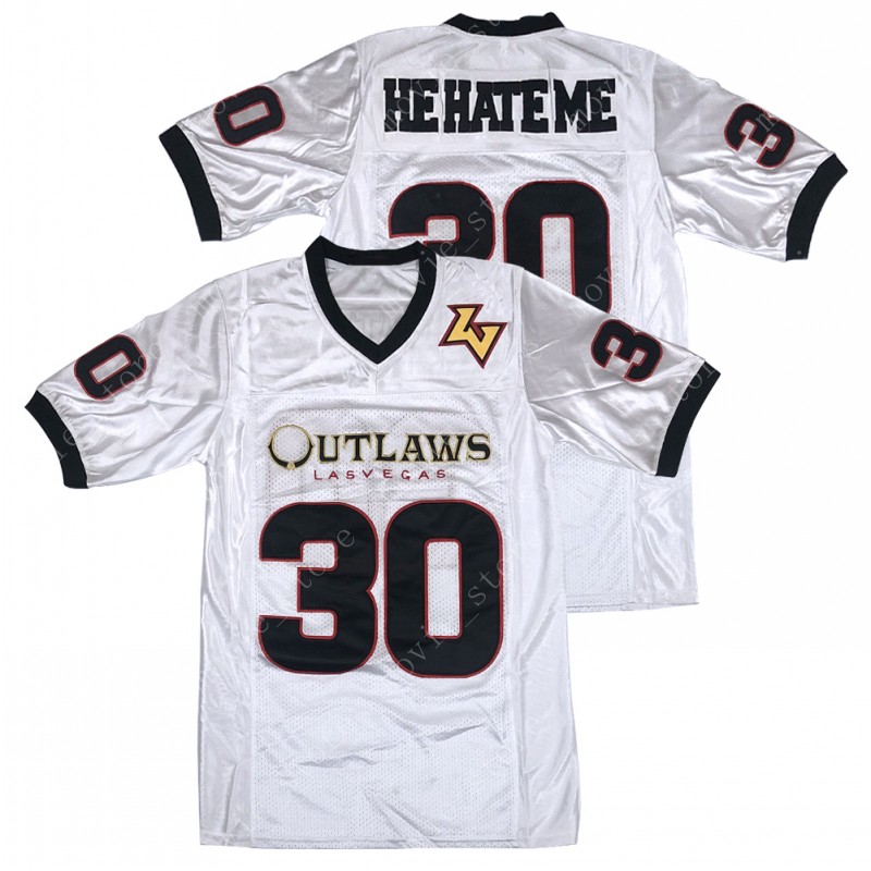 

Mens Las Vegas Outlaws Rod Smart He Hate Me #30 Movie Football Jersey Stitched, 30