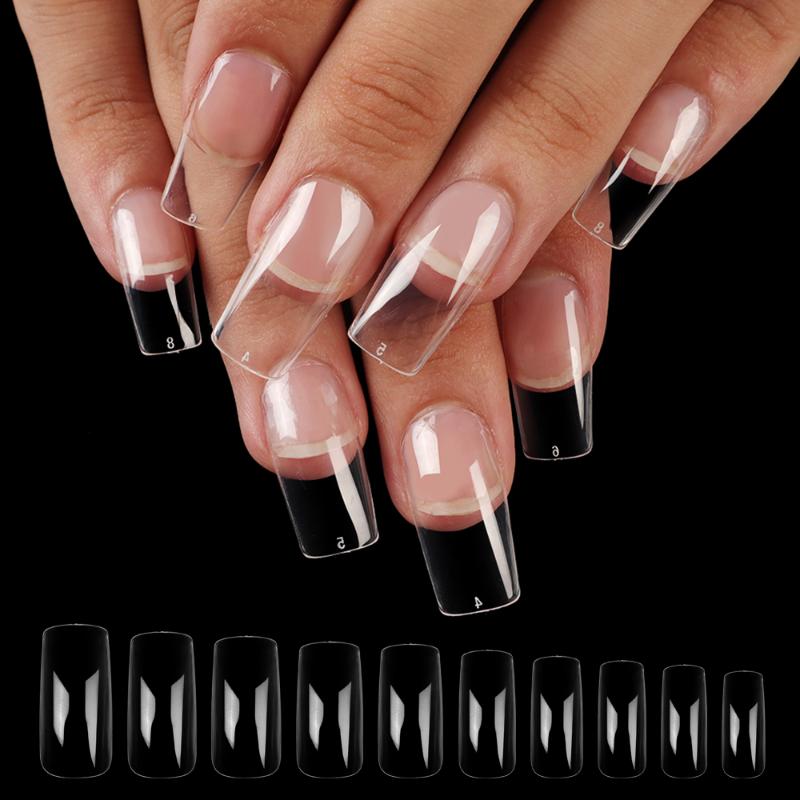 

False Nails 600pcs Fake Short Super Beaute Curve Clear Nail Supplies For Professionals Tips Full Cover Girls Must Acrylic Press, Red;gold