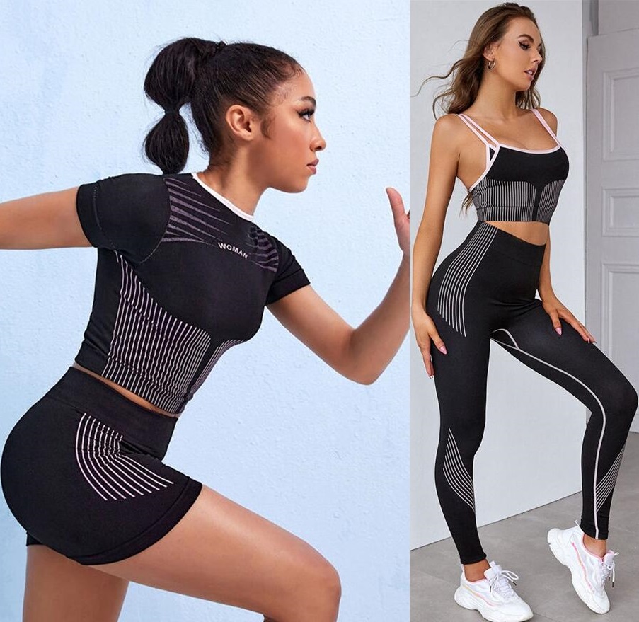 

gym set Tracksuits Womens Fashion Yoga wear active outfits Sportwear Teech Fleece bra top t shirt shorts leggings Casual outdoor tech suit woman designer track suits, Pink- bra+leggings