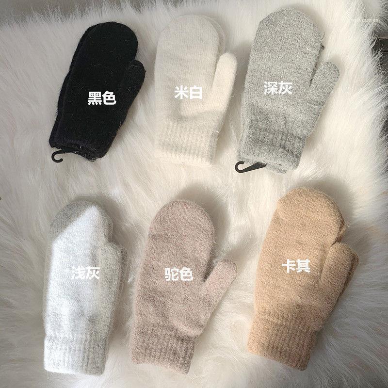

Winter Gloves Hair Female Solid Color All Fingers Women Girls Mittens Guantes1