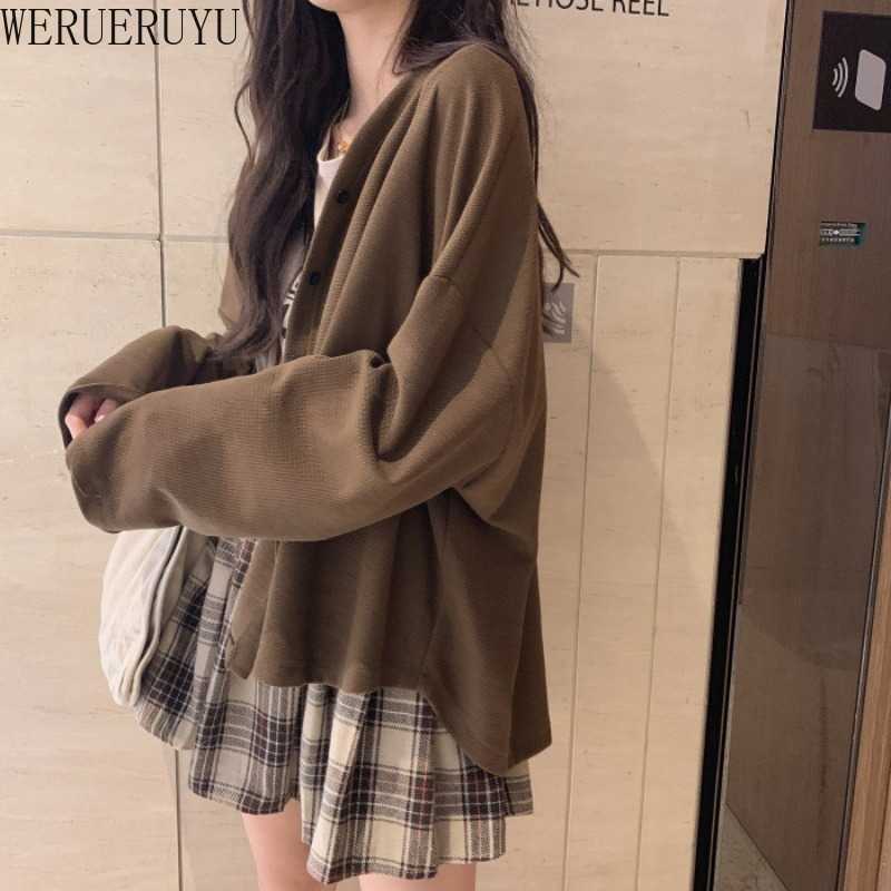 

WERUERUYU Thin Long Sleeve Knitting Cardigans Autumn Women Tops Knit Sweater Solid Color Coat Cardigan Comfort Multicolor 210608, Photo color