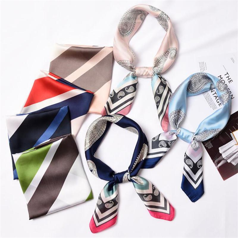 

Scarves Women Scarf Silk Wrap Elegant Print Dot Striped Patchwork Headband Neck Hair Tie Band Neckerchief Square