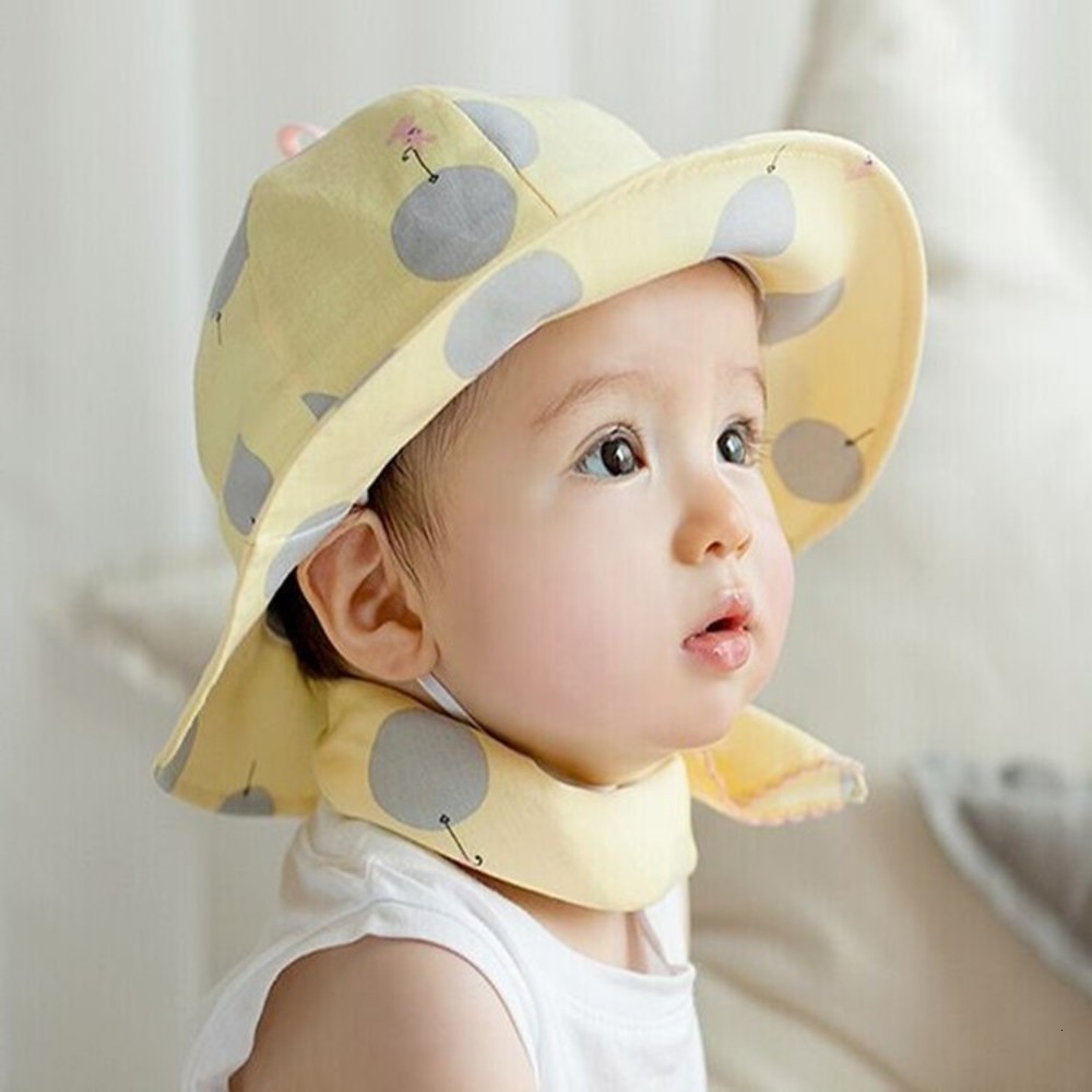 

Korean children's spring and summer baby basin sun animal balloon fisherman's hat, Yellow