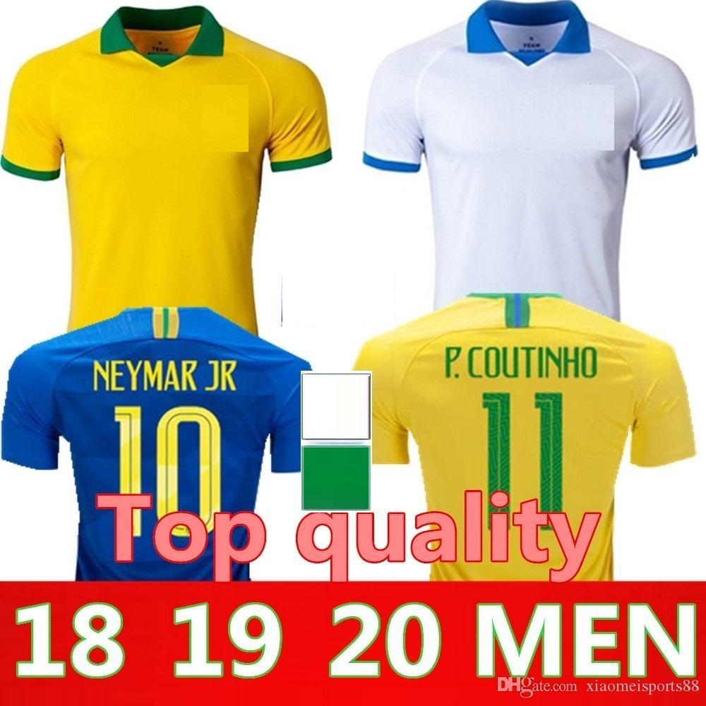 

18 Men national team NEYMAR JR soccer jersey 19 football shirt camisa de futebol brasil COUTINHO FIRMINO JESUS MARCELO, 2019 home