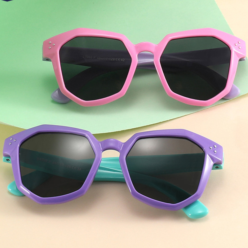 

Colourful Irregular Polygonal Children's Polarised Sunglasses, White;black