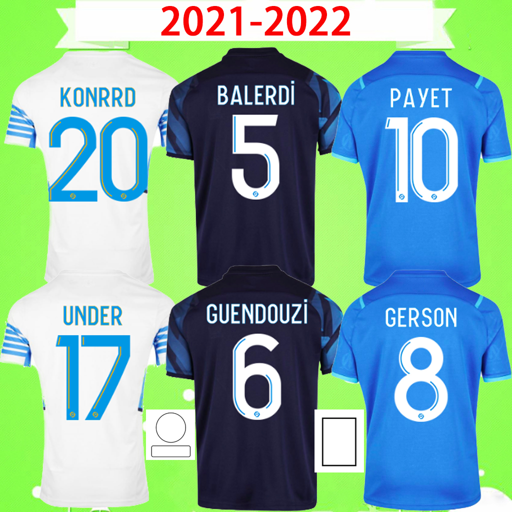 

21 22 Olympique De Marseille soccer jerseys 2021 2022 OM MILIK maillot foot GERSON BENEDETTO KAMARA football shirts THAUVIN PAYET goalkeeper BALERDI RADONJIC tops