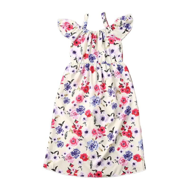

Girl's Dresses 1-6 Years Toddler Kids Baby Girls Dress Off Shoulder Floral Princess Party Summer Clothes, As pic