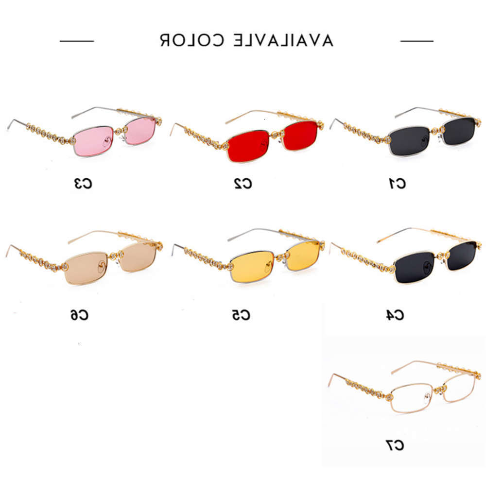 

Highend accessories Digner Diamond Sun Glass Women Shad Unisex Square Luxury Small Vintage Mens Sunglass, Black