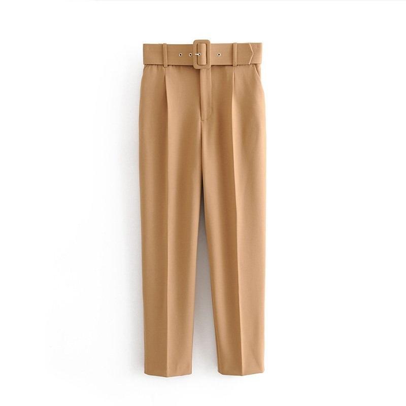 

Women's Pants & Capris Women Fashion Solid Color Sashes Casual Slim Chic Business Trousers Female Fake Zipper Pantalones Mujer Retro P575, Black;white