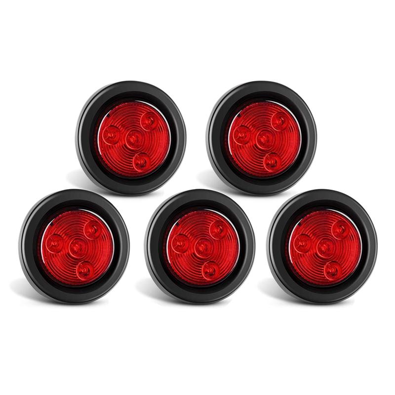 

Emergency Lights 5PCS Red Round Trailer LED Marker Clearance Light 4 Flush Mount For Truck RV, 2 Inch