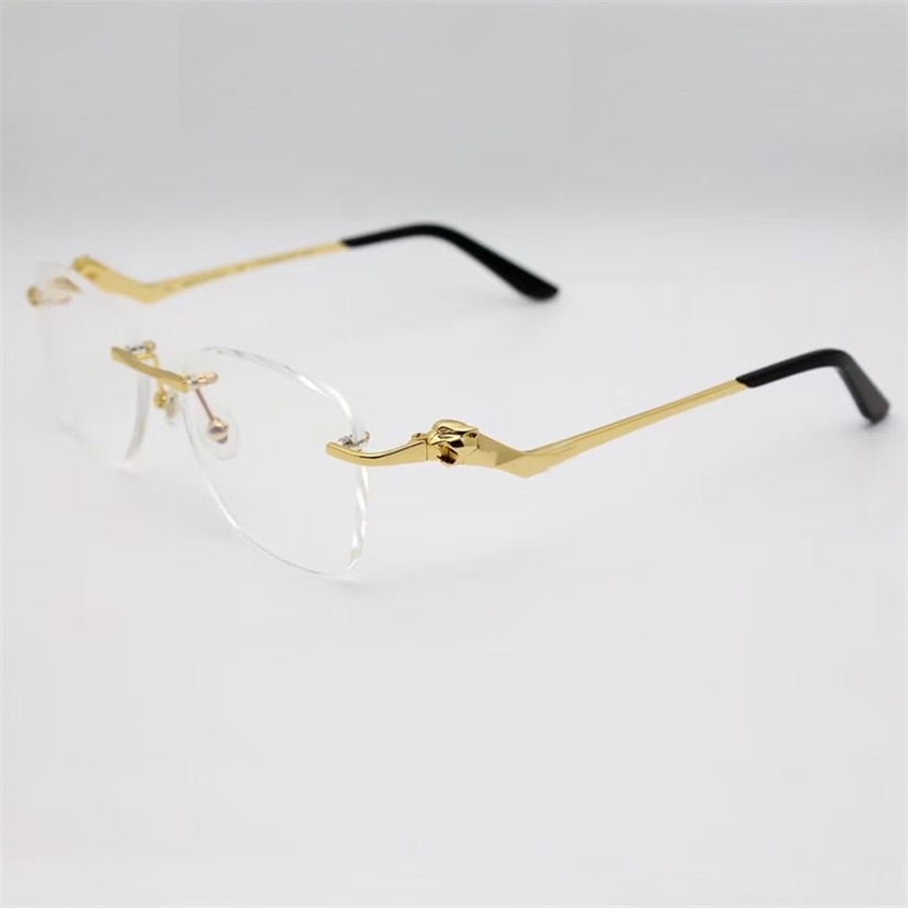 

Panther Sunglasses Fashion Rimless Oval Sun Shades Vintage Metal Stylish Eyewear Mens Classic Driving Summer Decoration
