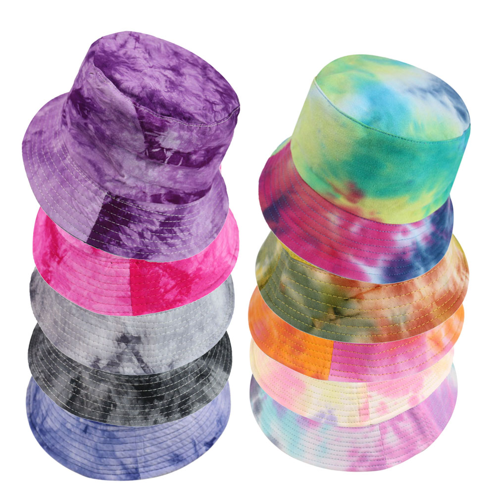 

Men Women Gradient Tie Dye Bucket Hat Double-Sided Cotton Flat Sun Hats Reversible Foldable Fisherman Cap Summer Sunscreen Caps, 03