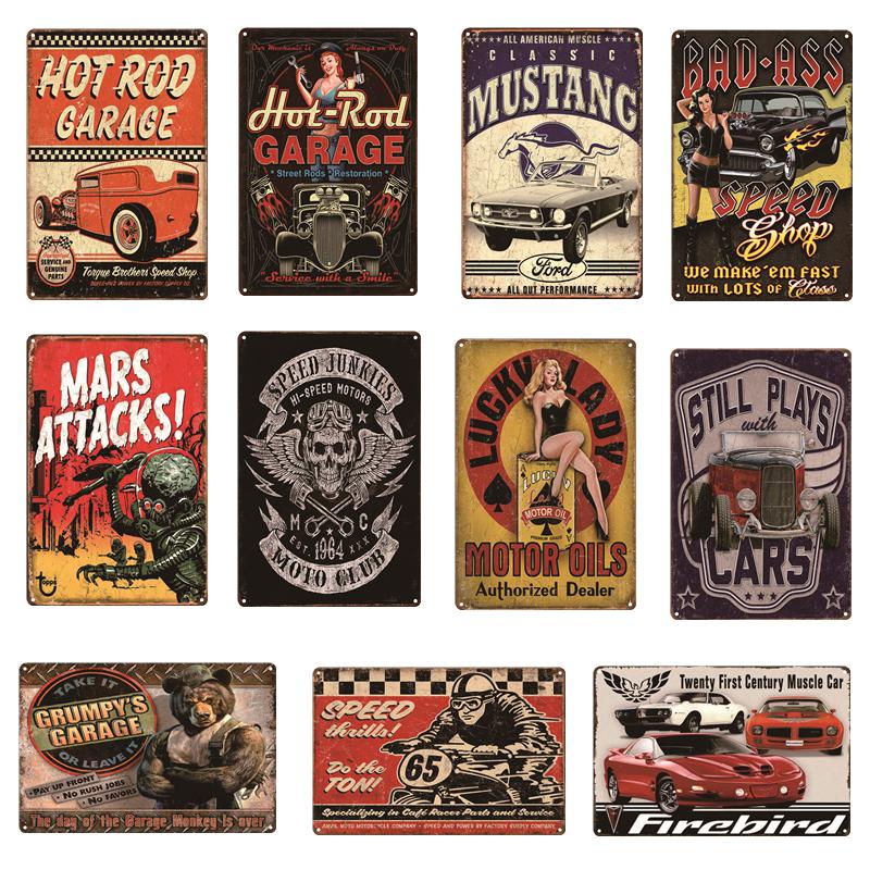

Tin Sign Car Motorcycle Cafe Coffee Dog Cat Motor oil Beer Egg Vintage Metal Signs Home Decor Plaque Pub Decorative Metal Wall Art HHF6887