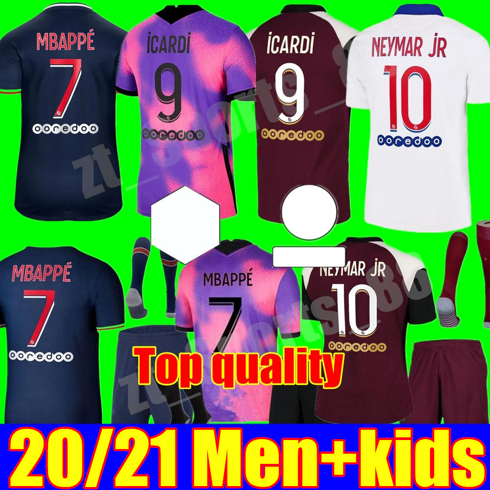 

20 21 MBAPPE KEAN soccer jerseys 2021 psg jersey MARQUINHOS ICARDI DI MARIA men shirt kids kit youth sets maillots de football, Adult 3rd