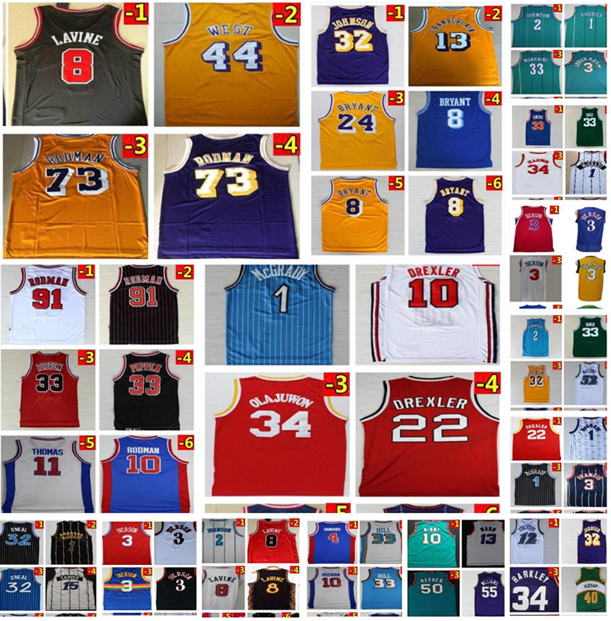 

Retro Basketball Jerseys Carter McGrady Penny Hakeem Stockton 33 Hill ason 3 Iverson Mike 32 Karl Malone West Allen Bibby kevin Garnett jersey, Colour 10