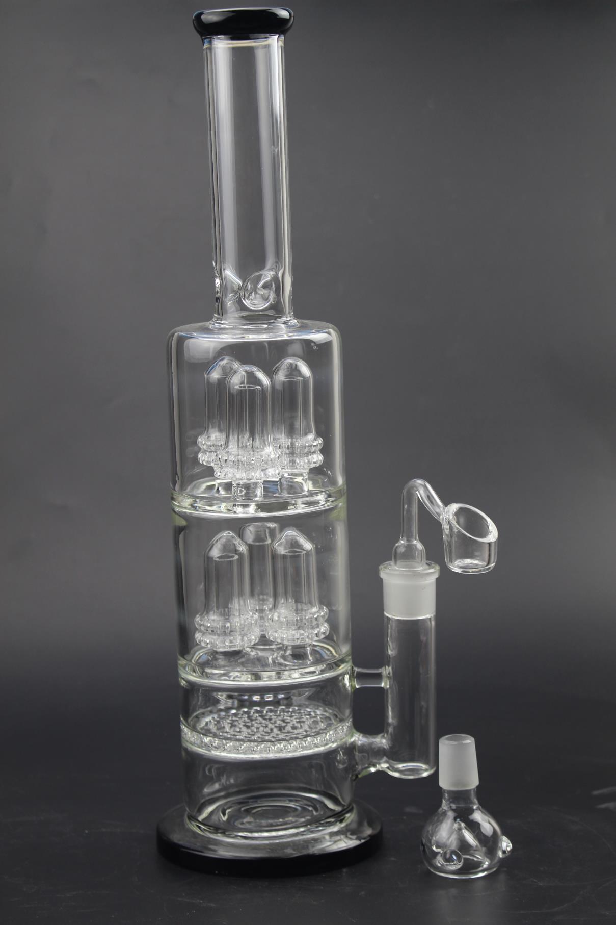 

Perc Recycler Oil Rig Smoking Bongs Scientific 16.5"inch Tall Bubbler Glass Bongs Beaker Water Pipe with 18.8mm Joint