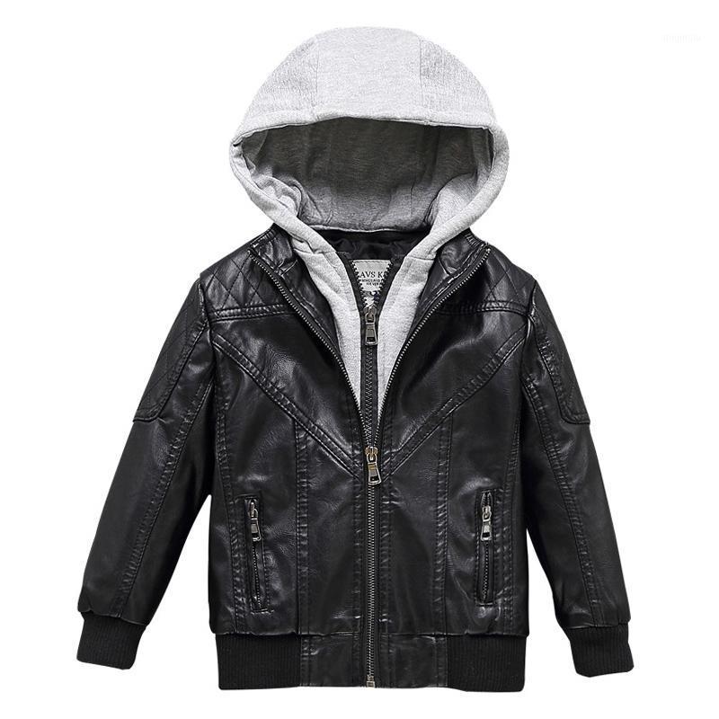 

Spring Boys Jacket Can Detached Hood Leather Winter Warm Child Coat Thicken PU Casual Children Clothing Outerwear 4-13Y Jackets, Blue;gray
