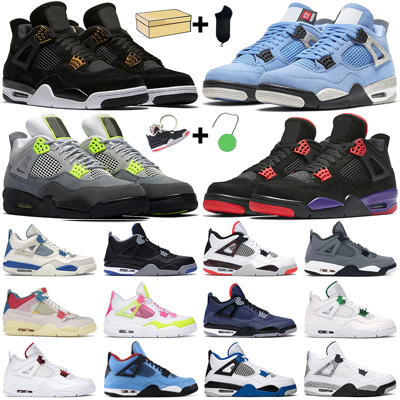 

Mens women basketball shoes 4s jumpman University Blue Fire Red 4 Black Cat Bred White Cement Royalty Metallic green Motorsports men athletic sneakers, #27