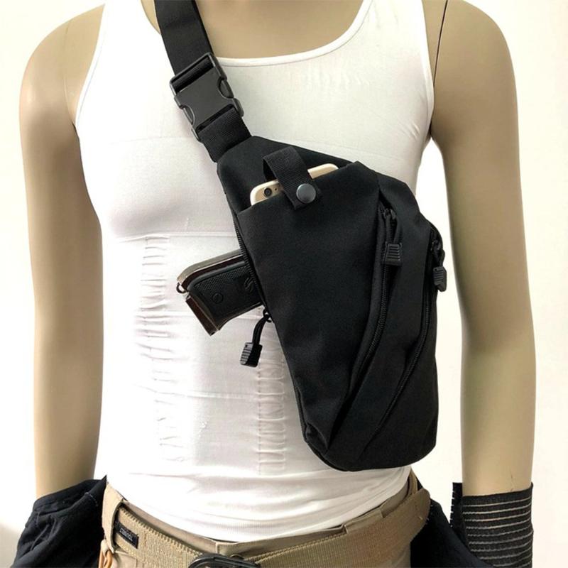 

Outdoor Bags Multifunctional Concealed Tactical Storage Gun Bag Holster Shoulder Anti-theft Chest Hunting Men's Left Right Nylon, Black color