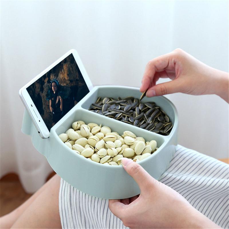 

Bowls Creative Shape Bowl Perfect For Seeds Nuts And Dry Fruits Storage Box Plate Dish Organizer With Phone Holder Home Goods