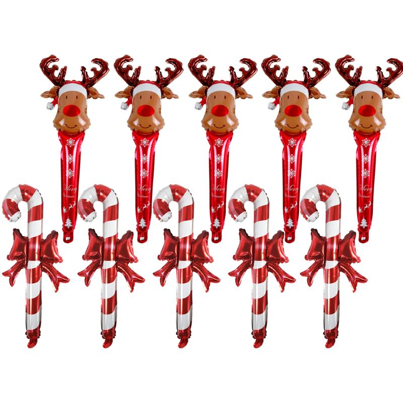 

Party Decoration 10pcs Xmas Handheld Balloons Aluminum Foil Festival Decor Balloon
