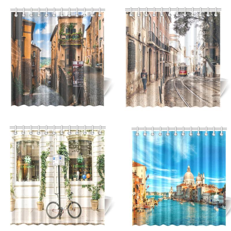 

Shower Curtains Street View 3d Curtain 200x200 Print Waterproof Fabric Washable Anti-mold Bathroom