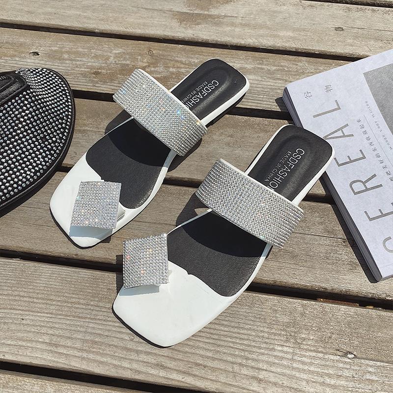 

Cute Sexy Wild Trend Simple Young Women Bling Slippers Fashion Flats Open Toe Summer Slides Casual Shoes Solid, Black