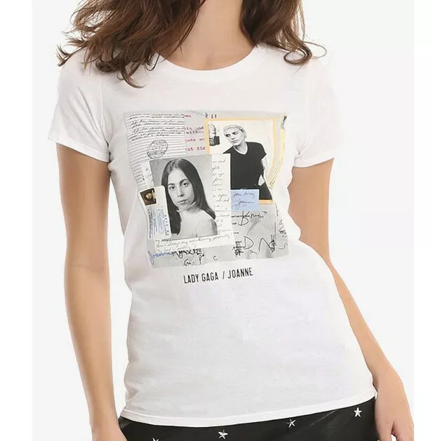 

Lady Gaga JOANNE PHOTO COLLAGE Girls Junior Fit T-Shirt NEW Official, White;black