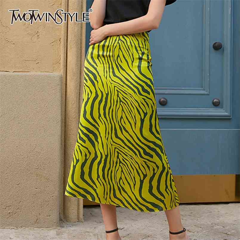 

Zebra Print Skirt For Women High Waist A Line Korean Casual Hit Color Midi Dresses Female Summer Fashion Clothes 210521