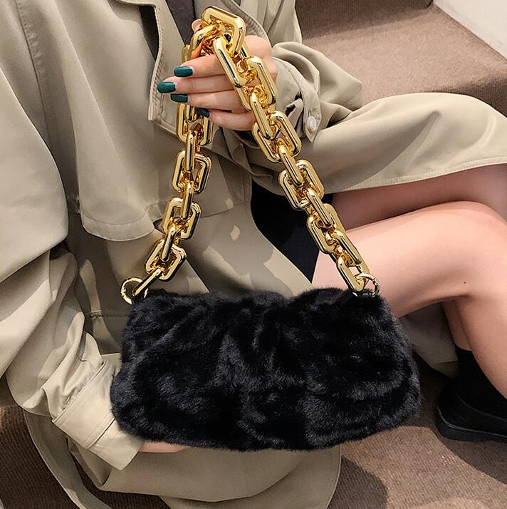 

Wholesale womens bags in winter soft and comfortable leather chain bag small fresh plush women backpacks solid color short plushs storage shoulder handbag, Black3-10448(boutique box)