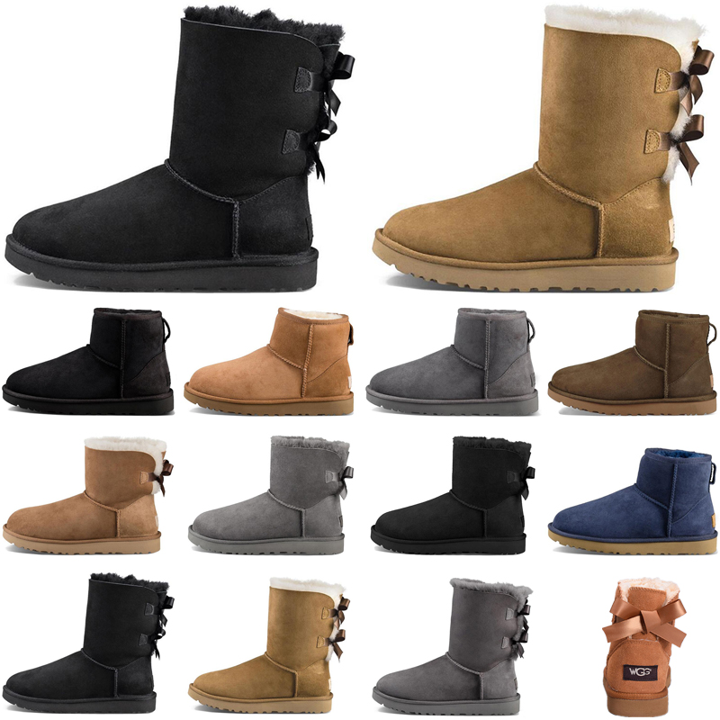 

Designer women boots casual shoes classic snow fashion ankle short bow fur winter black Brown Chestnut boot, #1 black 2 bow