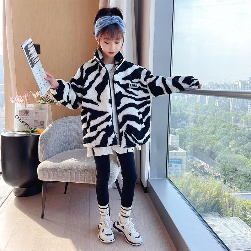 

Jackets 2022 Spring Fleece Jacket For Girls Fashion Velvet Winter Coat Children Clothing 5-14 Years Kids Teenage Parka, Blue;gray