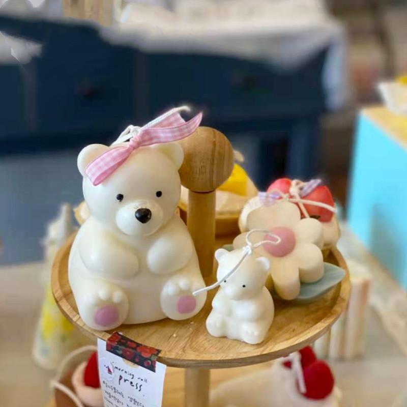 

Cute Big Bear Scented Candle Mold Animal Plaster Chocolate Handmade Diy Material Silicone Craft Tools