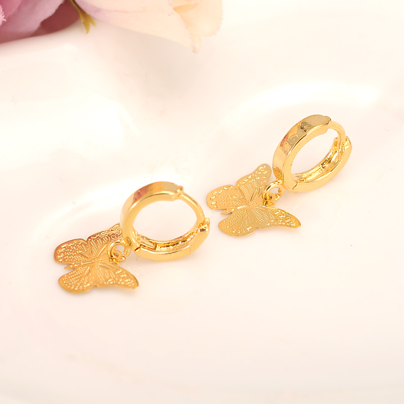 skytalenbao Brand Solid Fine 18 K Yellow gold G/F Dangle & Chandelier Luxury Butterfly Charm Earring Fashion Women Girl Jewelry Gift pretty-image-681998528