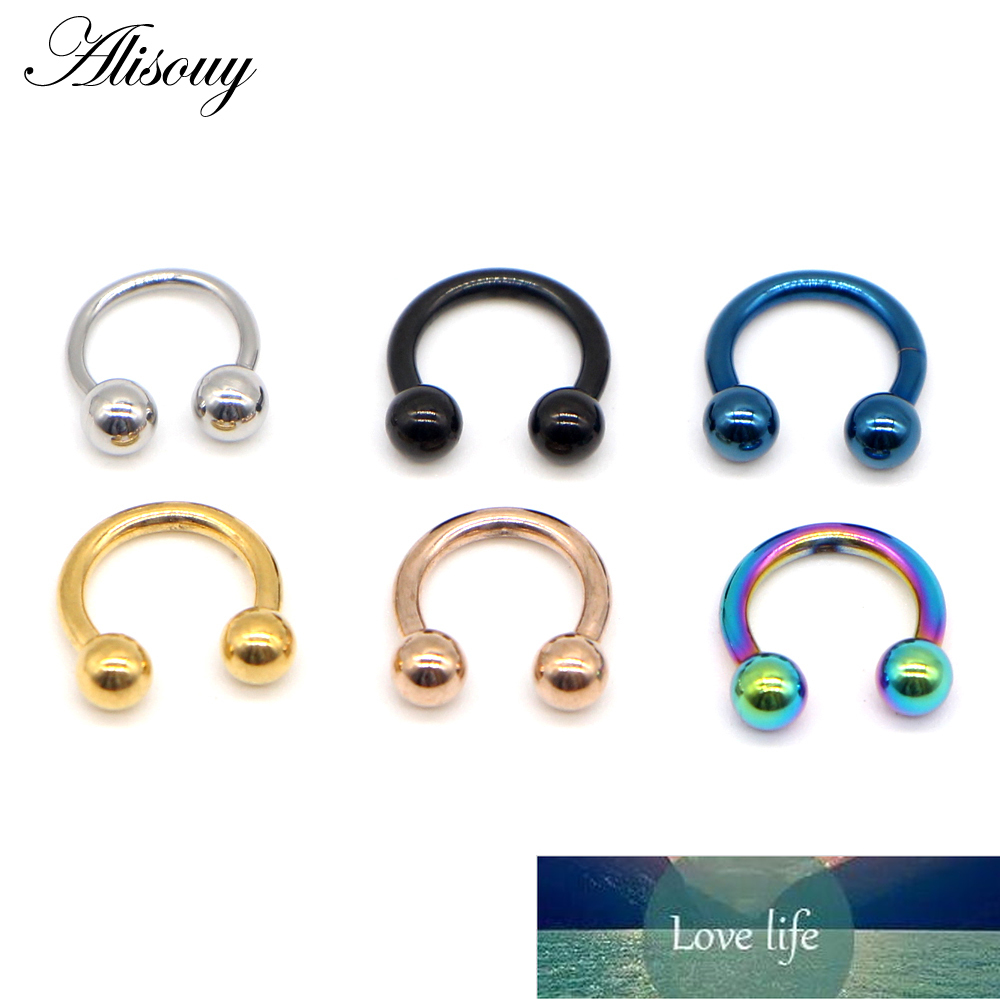 

Alisouy 1Pc Fashion Horseshoe ball Fake Nipple Nose Ring Septum Stainless Steel Lip Labret Eyebrow Stud Body Piercing Jewelry Factory price expert design Quality