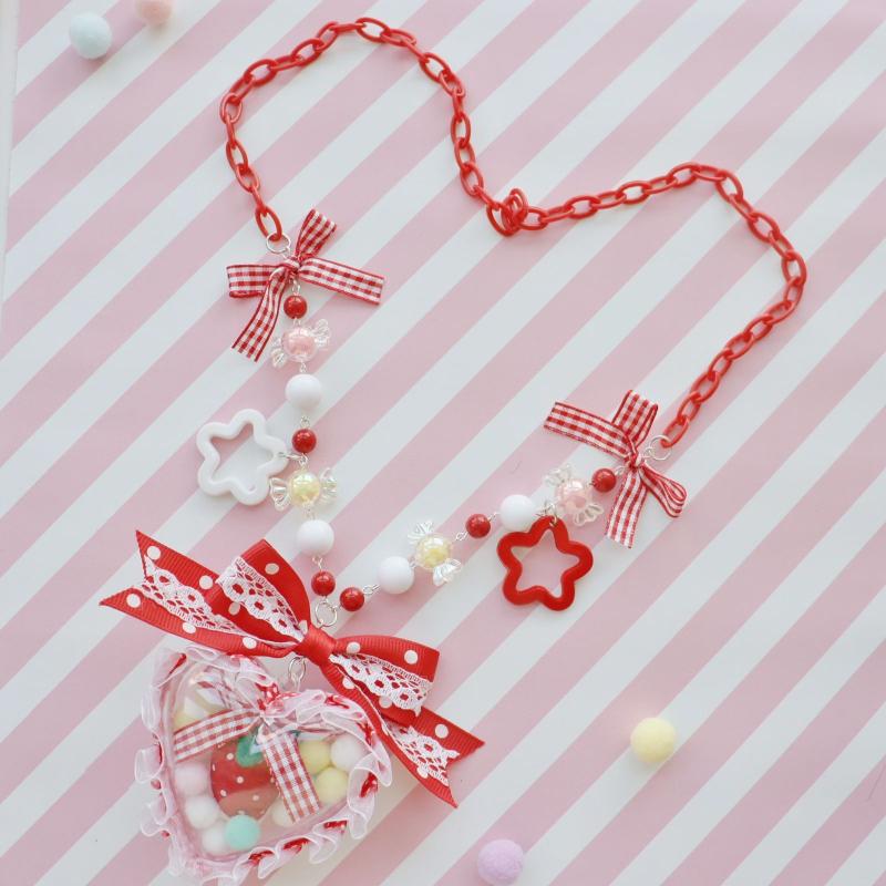 

Pendant Necklaces Handmade Lolita Sweet Tie Necklace Donut Accessories Love Series, Silver