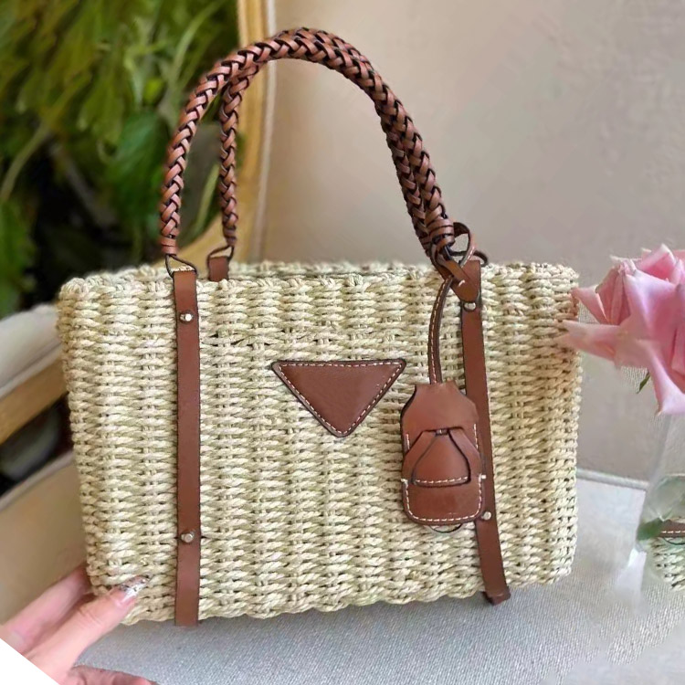 

Designer straw Bag Summer Knitting handbag women Basket bags girls pretty shopper Small Tote, Beige